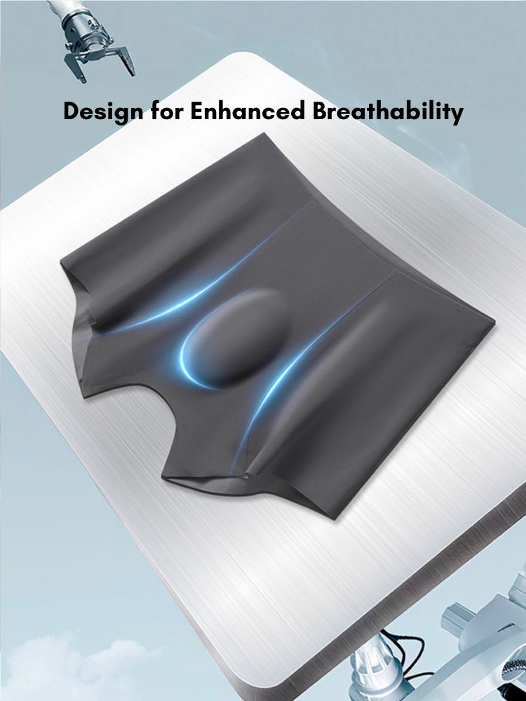2 Pack Men's Seamless Ice Silk Smooth Touch Antibacterial Boxer Briefs | dmunderwear detail image 12
