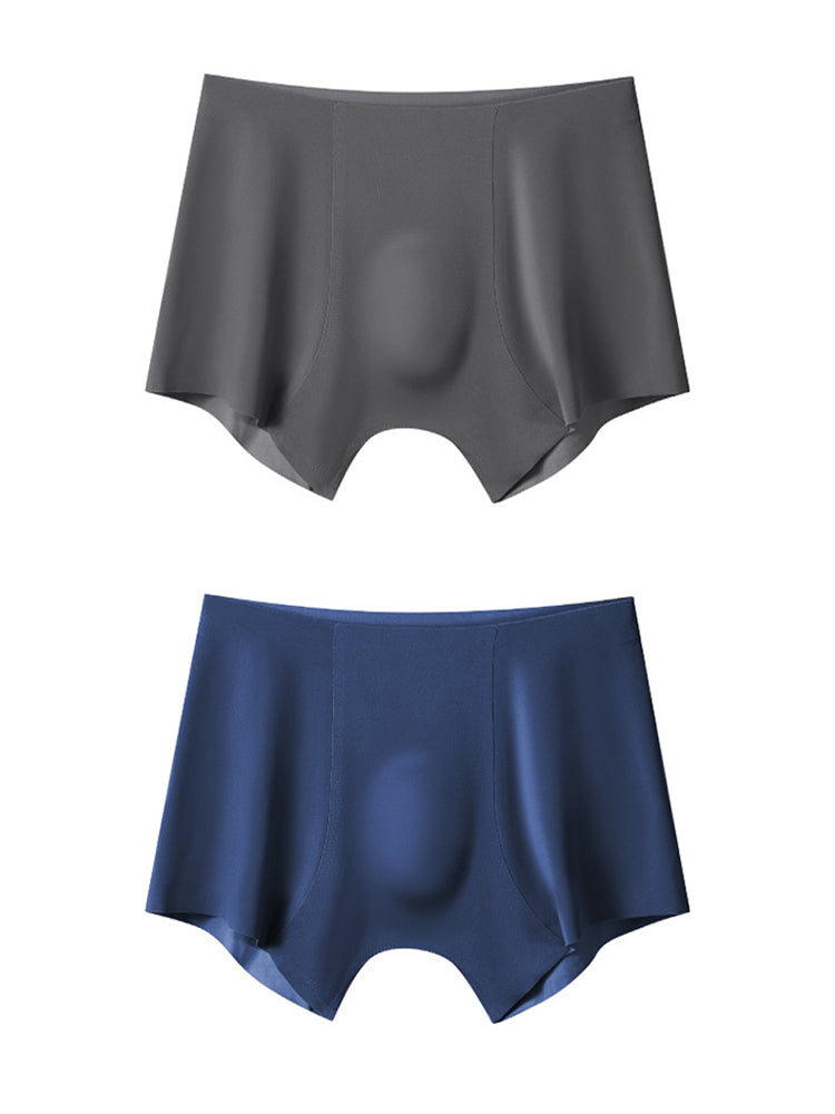 2 Pack Men's Seamless Ice Silk Smooth Touch Antibacterial Boxer Briefs | dmunderwear detail image 16