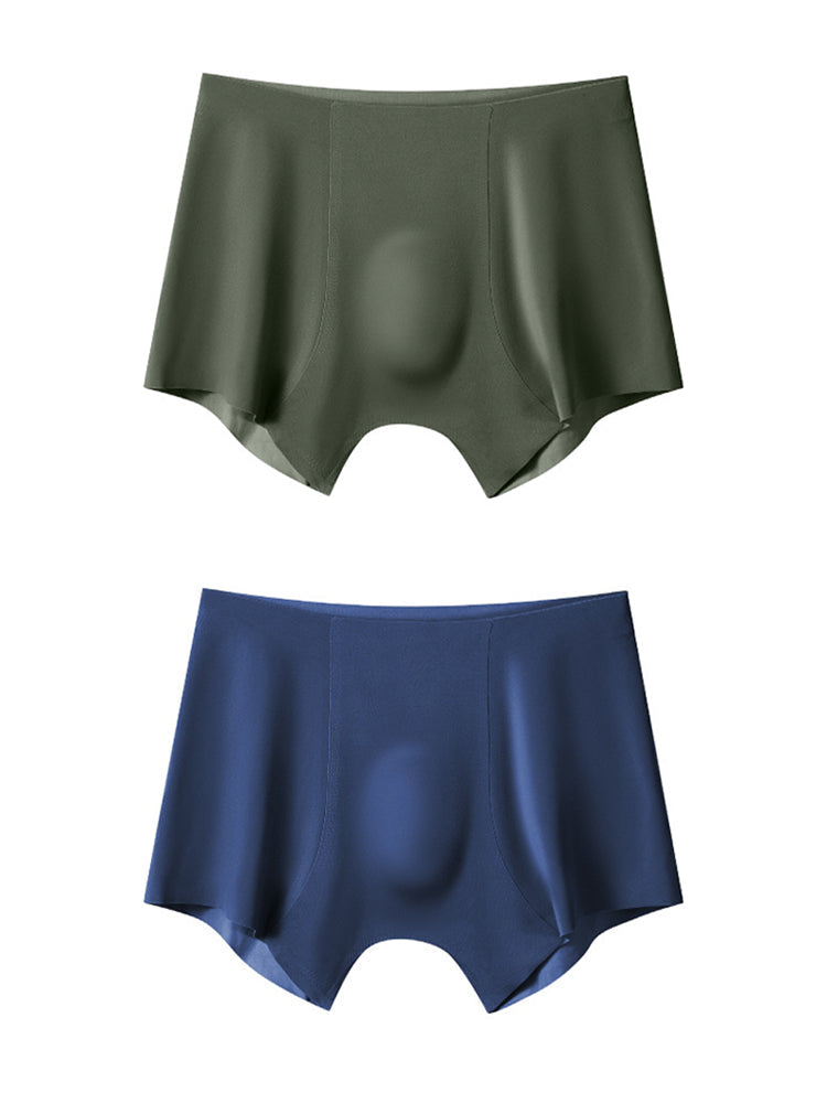 2 Pack Men's Seamless Ice Silk Smooth Touch Antibacterial Boxer Briefs | dmunderwear detail image 2