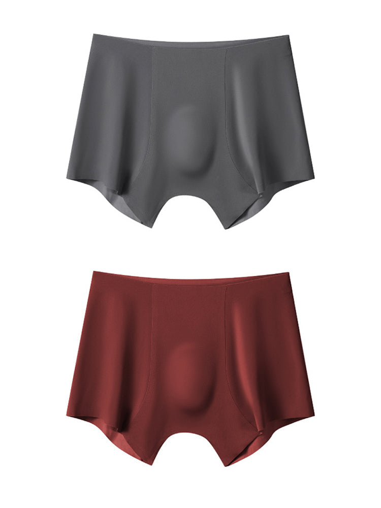 2 Pack Men's Seamless Ice Silk Smooth Touch Antibacterial Boxer Briefs | dmunderwear detail image 7