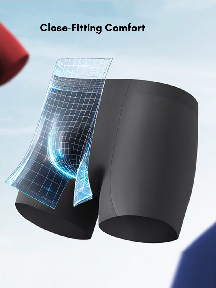 2 Pack Men's Seamless Ice Silk Smooth Touch Antibacterial Boxer Briefs | dmunderwear detail image 9