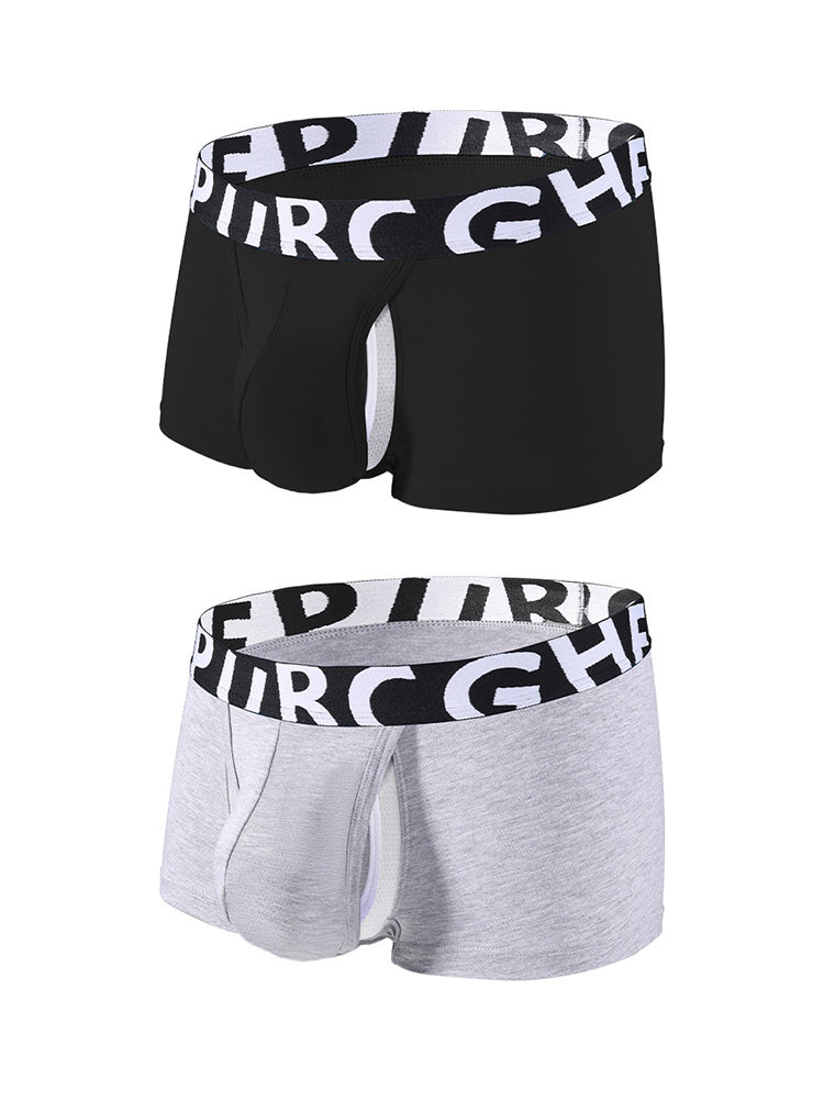 2 Pack Men's Separated Pouch Side Vent Design Trunks | dmunderwear detail image 2