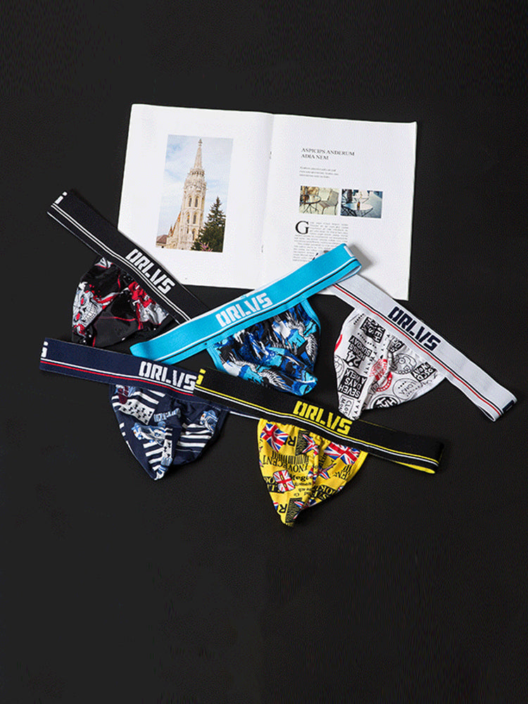 2 Pack Men's Sexy Bold Prints Cooling Lightweight Thong | dmunderwear detail image 20