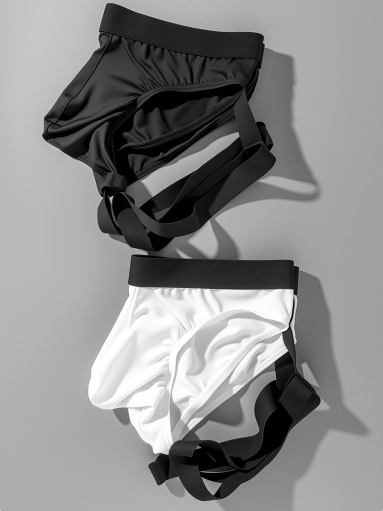 2 Pack Men's Sexy Briefs with Elastic Leg Straps and Contoured Pouch | dmunderwear detail image 10
