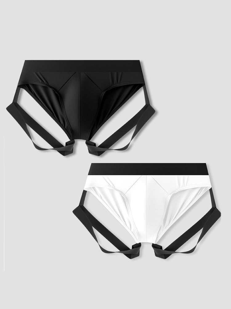 2 Pack Men's Sexy Briefs with Elastic Leg Straps and Contoured Pouch | dmunderwear detail image 11