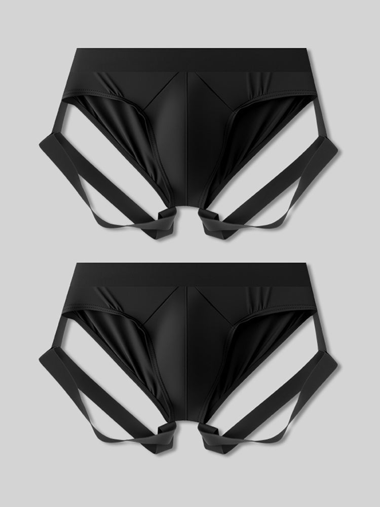 2 Pack Men's Sexy Briefs with Elastic Leg Straps and Contoured Pouch | dmunderwear detail image 13