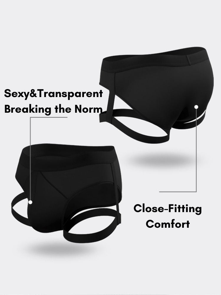 2 Pack Men's Sexy Briefs with Elastic Leg Straps and Contoured Pouch | dmunderwear detail image 3