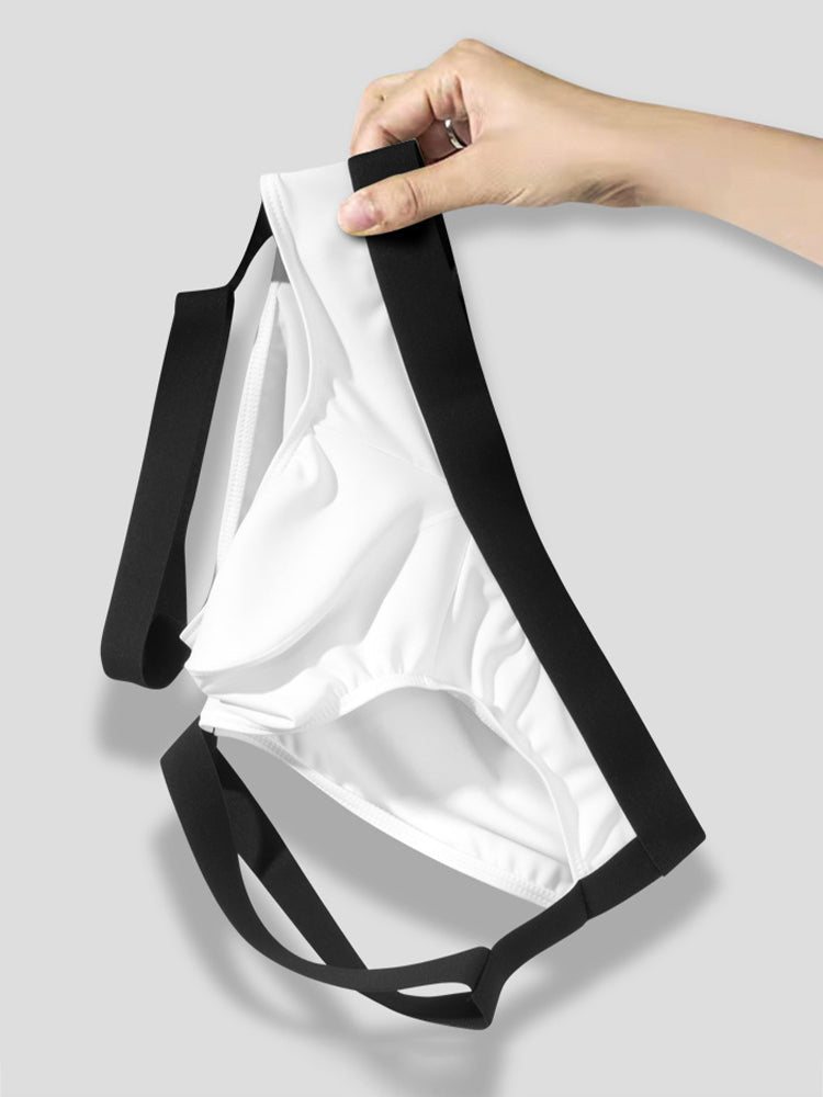 2 Pack Men's Sexy Briefs with Elastic Leg Straps and Contoured Pouch | dmunderwear detail image 7