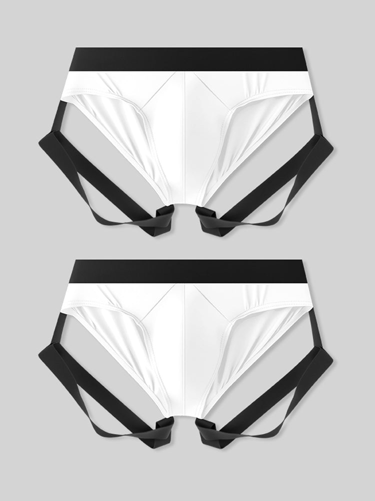 2 Pack Men's Sexy Briefs with Elastic Leg Straps and Contoured Pouch | dmunderwear detail image 8