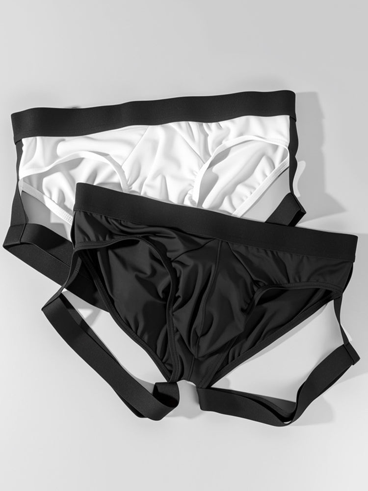 2 Pack Men's Sexy Briefs with Elastic Leg Straps and Contoured Pouch | dmunderwear detail image 9