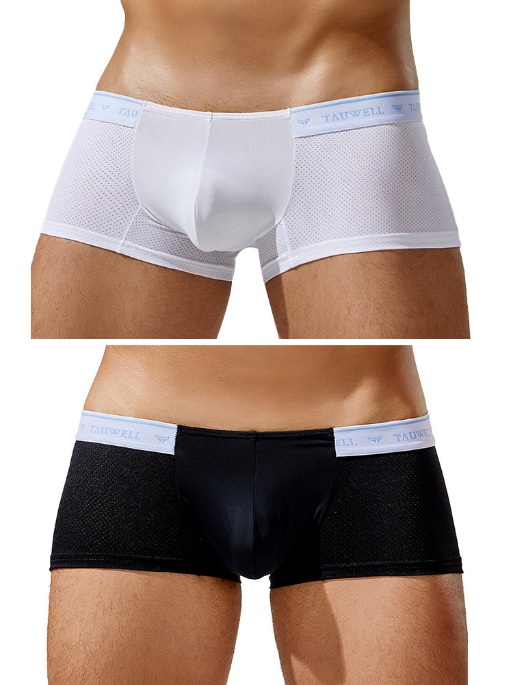 2 Pack Men's Sexy Comfortable Breathable Solid Color Trunks | dmunderwear detail image 2