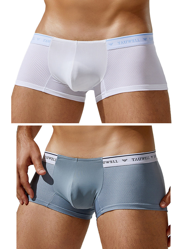 2 Pack Men's Sexy Comfortable Breathable Solid Color Trunks | dmunderwear detail image 7