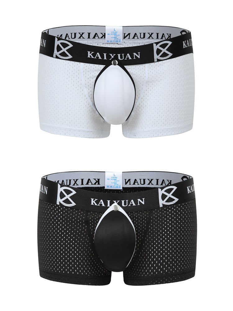 2-pack Men's Sexy Detachable Curled Cup Snap Hip Boxer Briefs | dmunderwear detail image 2