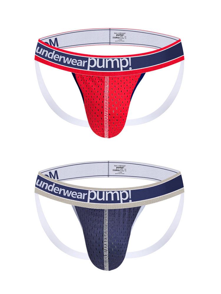 2 Pack Men's Sexy Elastic Waist Micro Mesh Cup Thong | dmunderwear detail image 2