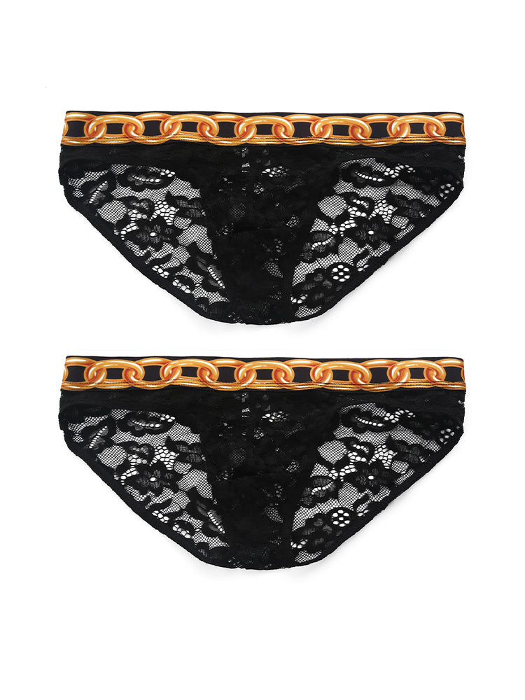 2 Pack Men's Sexy Lace Lightweight & Airy Sporty Cut Breathable Odor-Control Bikini | dmunderwear detail image 12