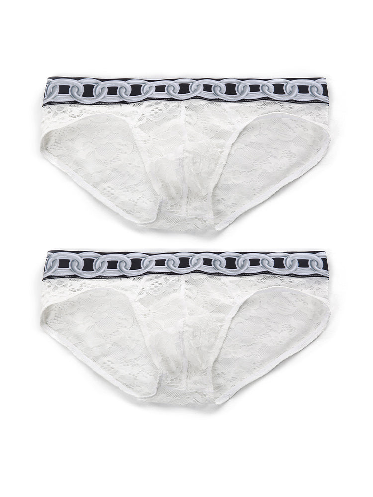 2 Pack Men's Sexy Lace Lightweight & Airy Sporty Cut Breathable Odor-Control Bikini | dmunderwear detail image 7