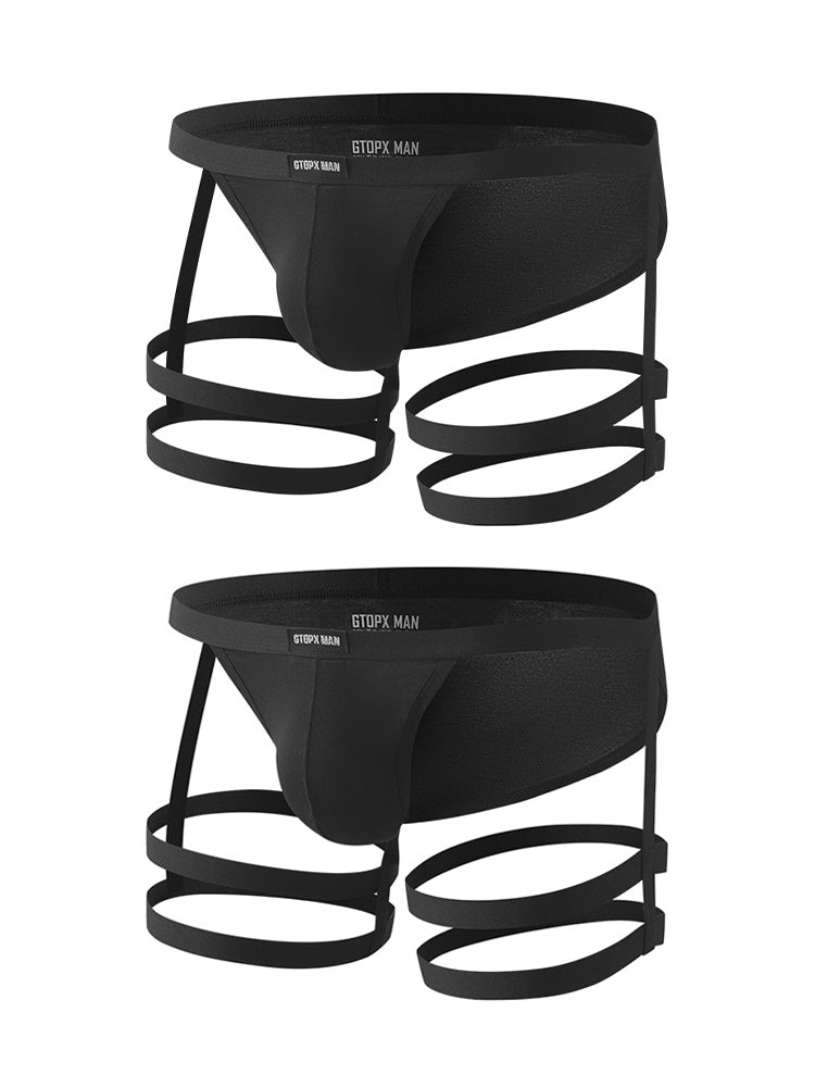2 Pack Men's Sexy Low-Rise Tie-Side U-Pouch Sheer Design Breathable Bikini | dmunderwear detail image 10