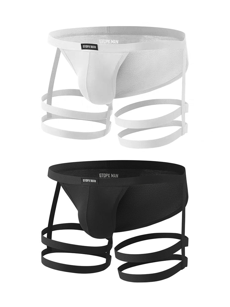 2 Pack Men's Sexy Low-Rise Tie-Side U-Pouch Sheer Design Breathable Bikini | dmunderwear detail image 2