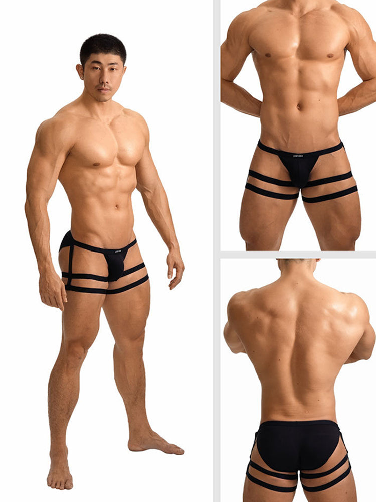 2 Pack Men's Sexy Low-Rise Tie-Side U-Pouch Sheer Design Breathable Bikini | dmunderwear detail image 4