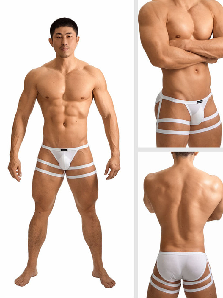 2 Pack Men's Sexy Low-Rise Tie-Side U-Pouch Sheer Design Breathable Bikini | dmunderwear detail image 5