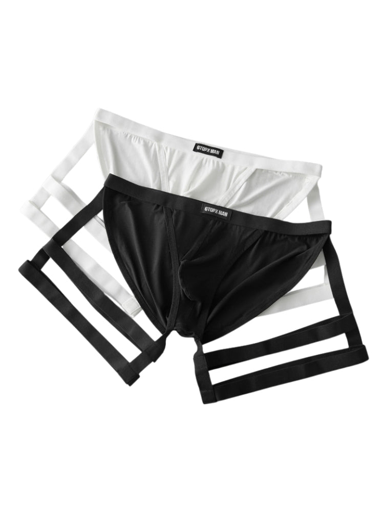 2 Pack Men's Sexy Low-Rise Tie-Side U-Pouch Sheer Design Breathable Bikini | dmunderwear detail image 6