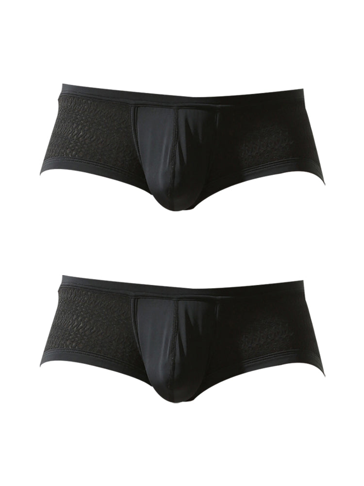 2 Pack Men's Sexy Semi-Sheer Lace Mesh Trunks with Contoured U-Pouch | dmunderwear detail image 12