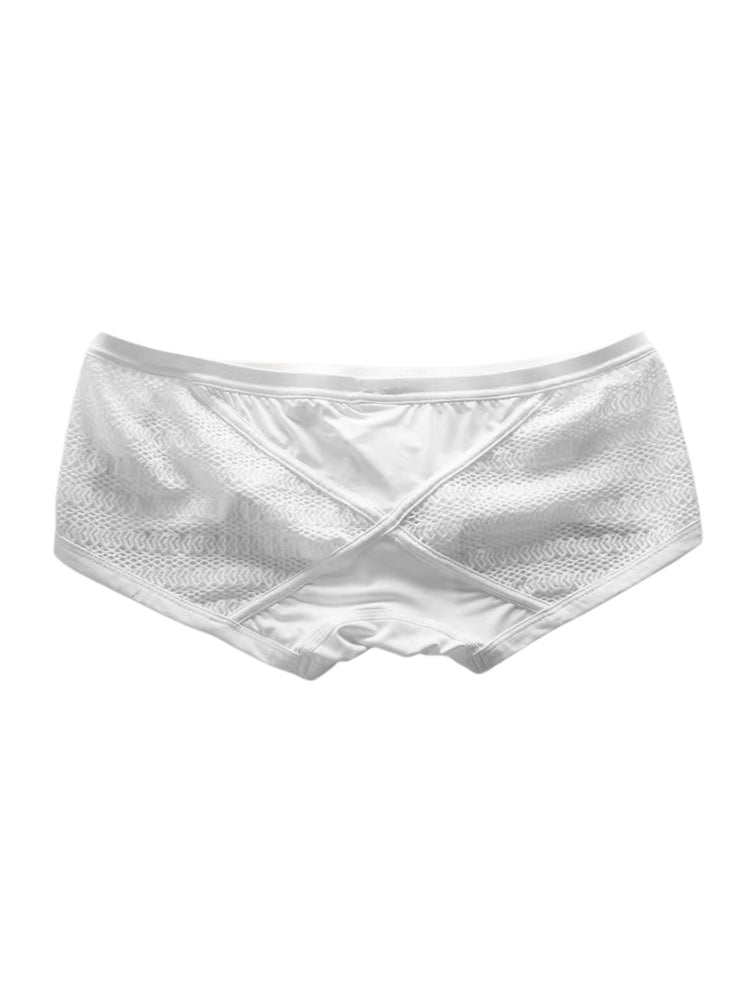 2 Pack Men's Sexy Semi-Sheer Lace Mesh Trunks with Contoured U-Pouch | dmunderwear detail image 14