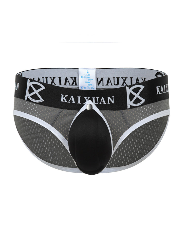 2 Pack Men's Sexy Mesh Front Opening Sponge Coaster Briefs | dmunderwear