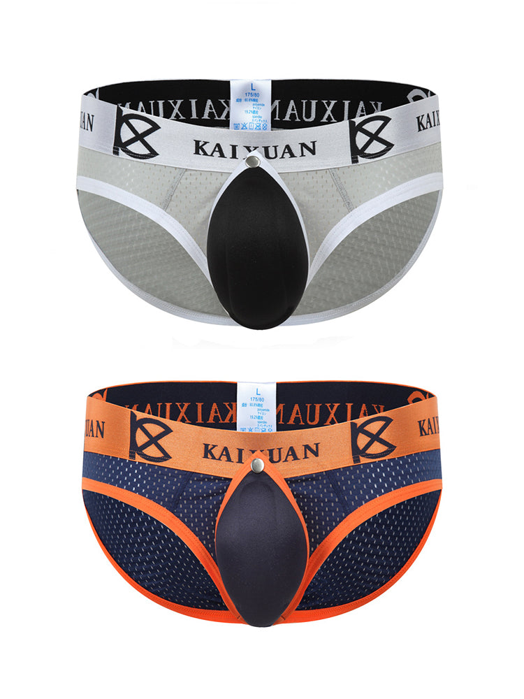 2 Pack Men's Sexy Mesh Front Opening Sponge Coaster Briefs | dmunderwear detail image 12