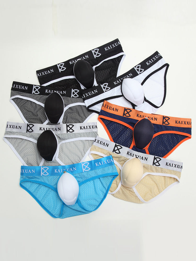 2 Pack Men's Sexy Mesh Front Opening Sponge Coaster Briefs | dmunderwear detail image 18