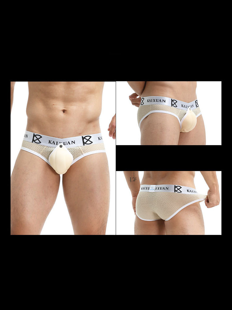 2 Pack Men's Sexy Mesh Front Opening Sponge Coaster Briefs | dmunderwear detail image 19