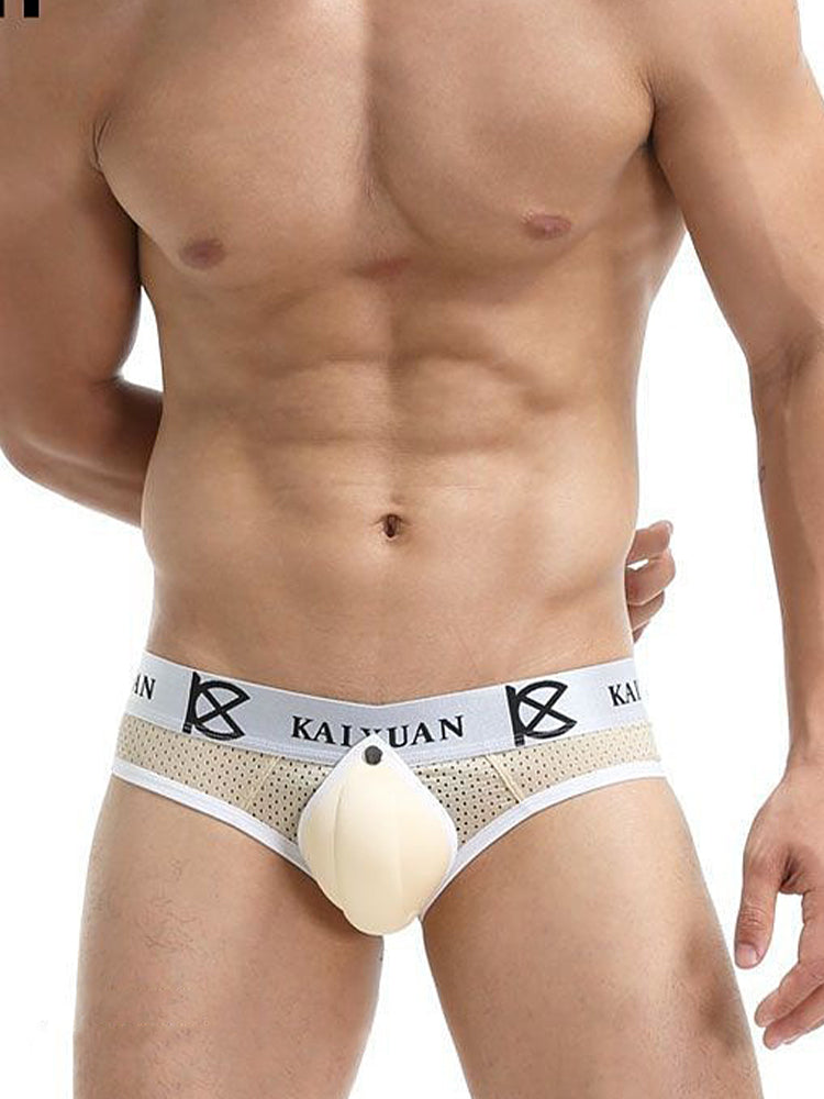 2 Pack Men's Sexy Mesh Front Opening Sponge Coaster Briefs | dmunderwear detail image 3