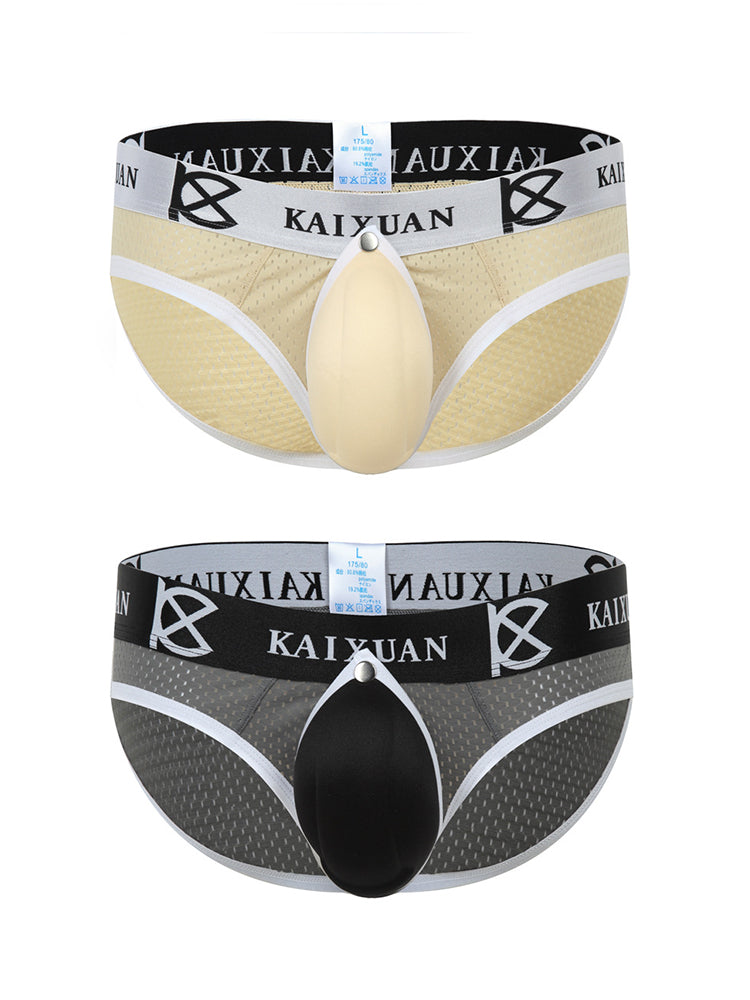 2 Pack Men's Sexy Mesh Front Opening Sponge Coaster Briefs | dmunderwear detail image 7