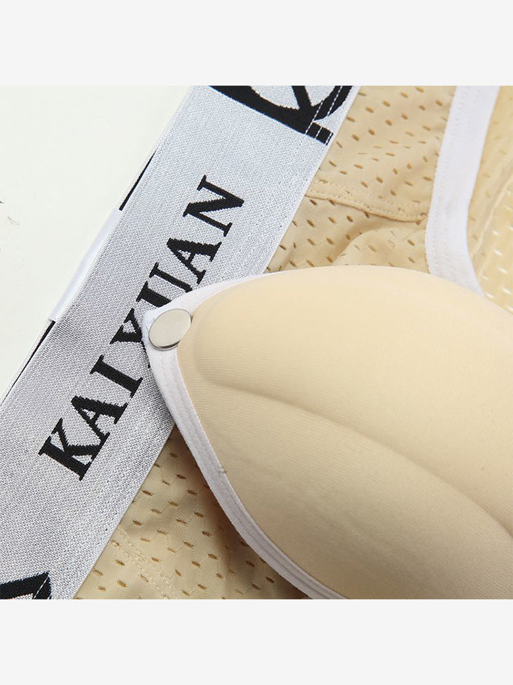 2 Pack Men's Sexy Mesh Front Opening Sponge Coaster Briefs | dmunderwear detail image 8