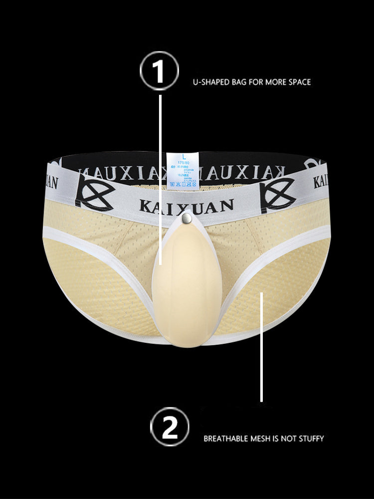 2 Pack Men's Sexy Mesh Front Opening Sponge Coaster Briefs | dmunderwear detail image 9