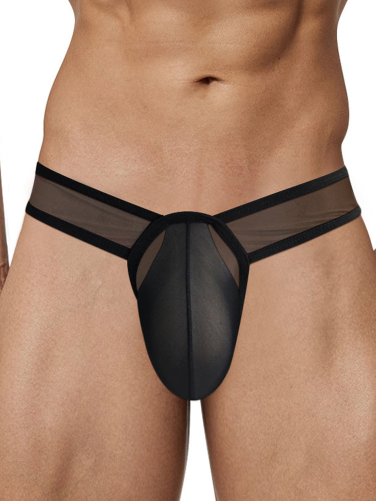 2 Pack Men's Sexy See-Through Triangle Y-Shaped Sleep Briefs | dmunderwear detail image 10