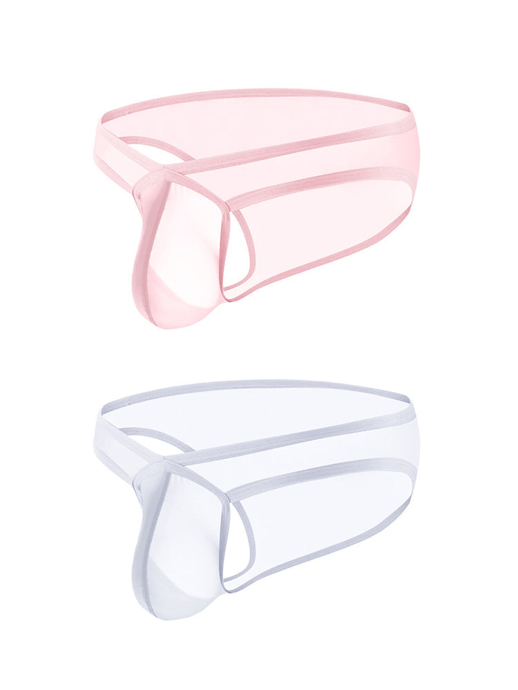 2 Pack Men's Sexy See-Through Triangle Y-Shaped Sleep Briefs | dmunderwear detail image 14