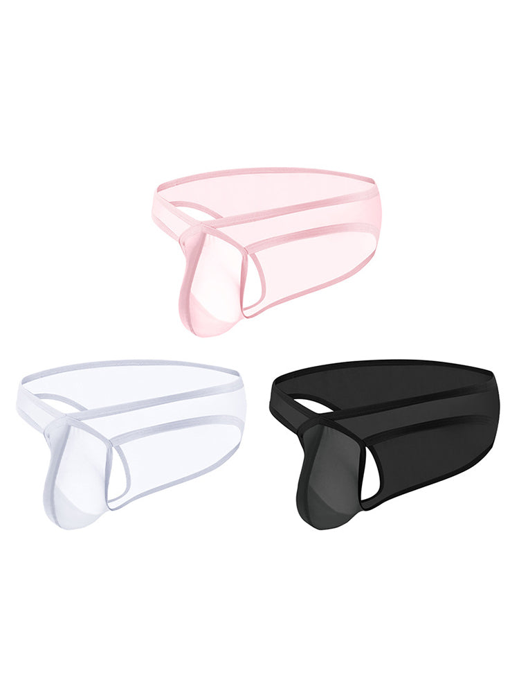 2 Pack Men's Sexy See-Through Triangle Y-Shaped Sleep Briefs | dmunderwear detail image 17