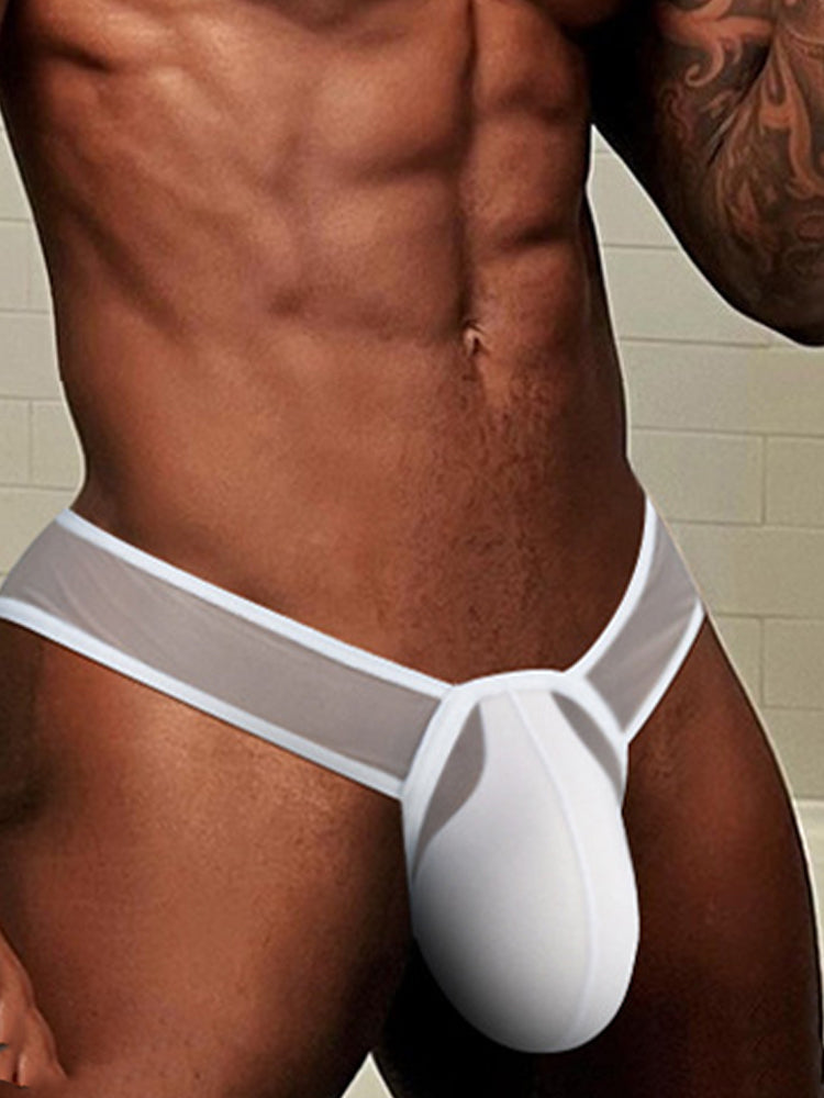 2 Pack Men's Sexy See-Through Triangle Y-Shaped Sleep Briefs | dmunderwear detail image 3