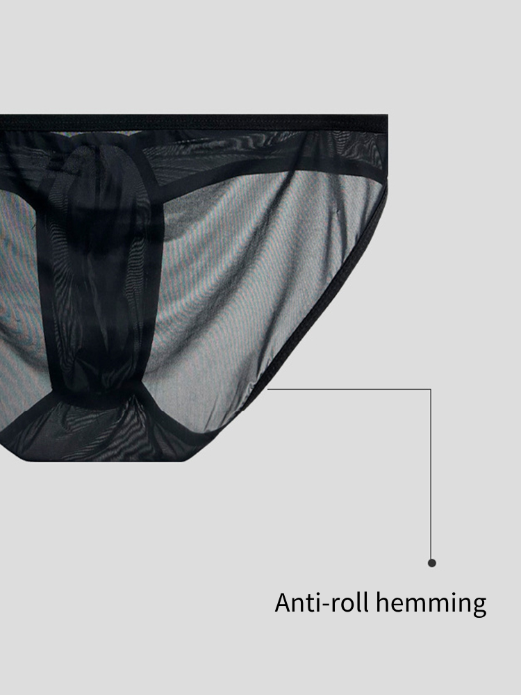 2 Pack Men's Sexy See-Through Triangle Y-Shaped Sleep Briefs | dmunderwear detail image 7