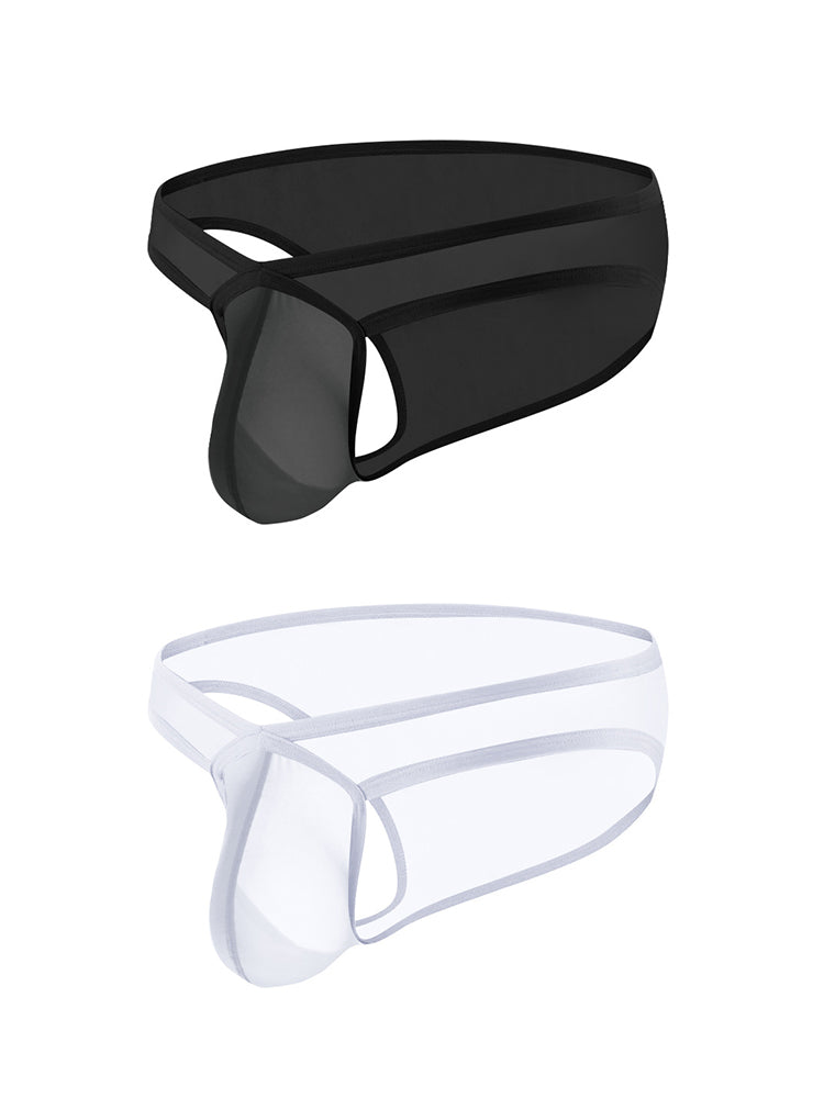 2 Pack Men's Sexy See-Through Triangle Y-Shaped Sleep Briefs | dmunderwear detail image 8