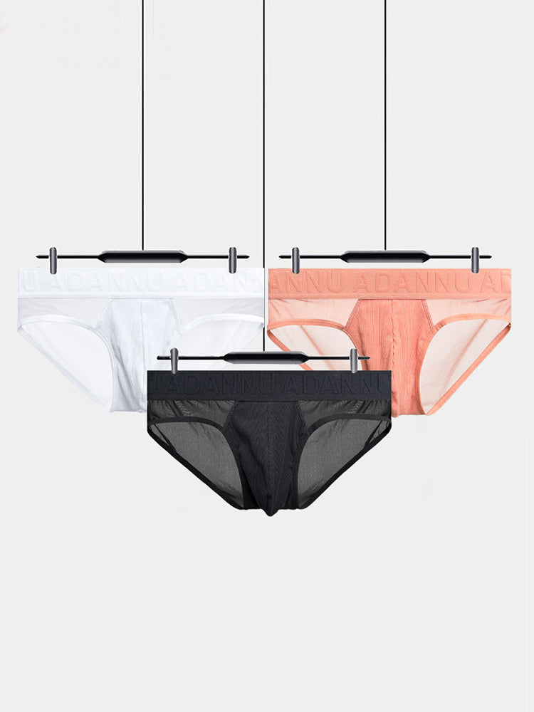 2-pack Men's Sexy Semi-transparent Ribbed Briefs | dmunderwear