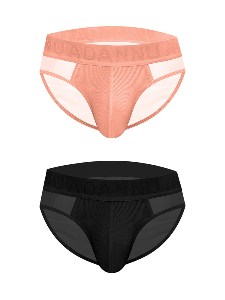 2-pack Men's Sexy Semi-transparent Ribbed Briefs | dmunderwear detail image 14