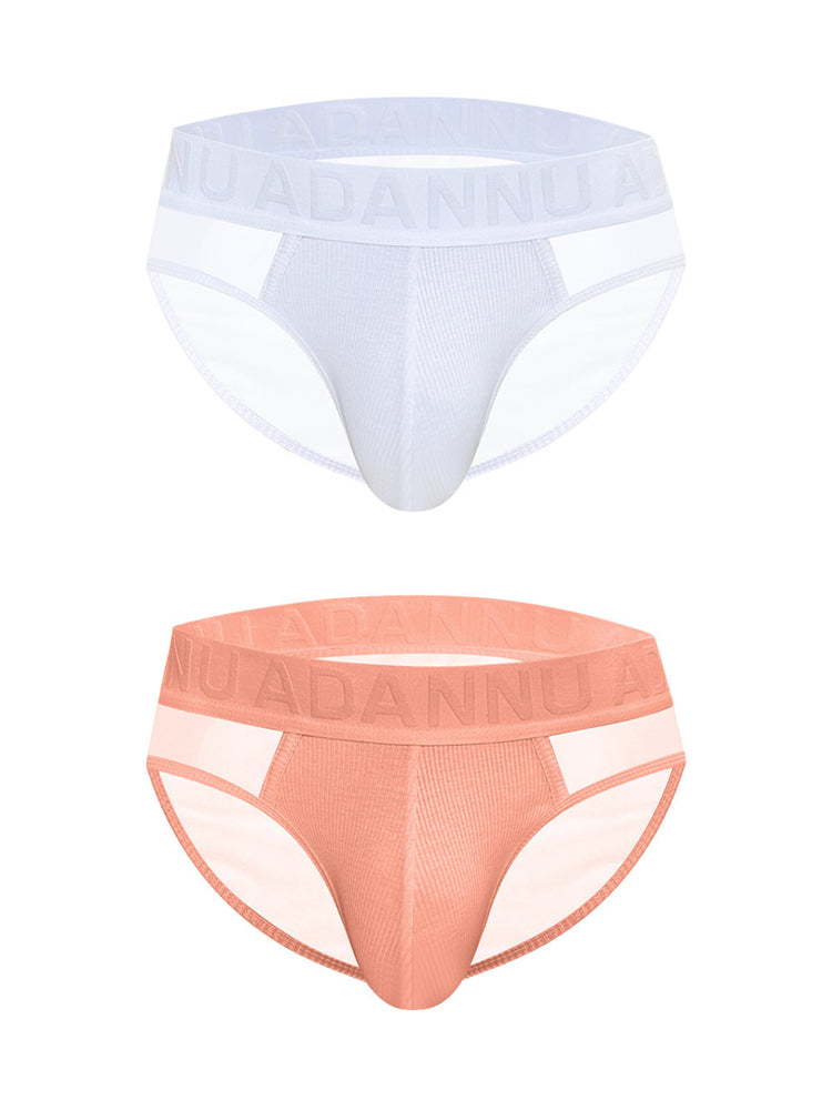 2-pack Men's Sexy Semi-transparent Ribbed Briefs | dmunderwear detail image 2
