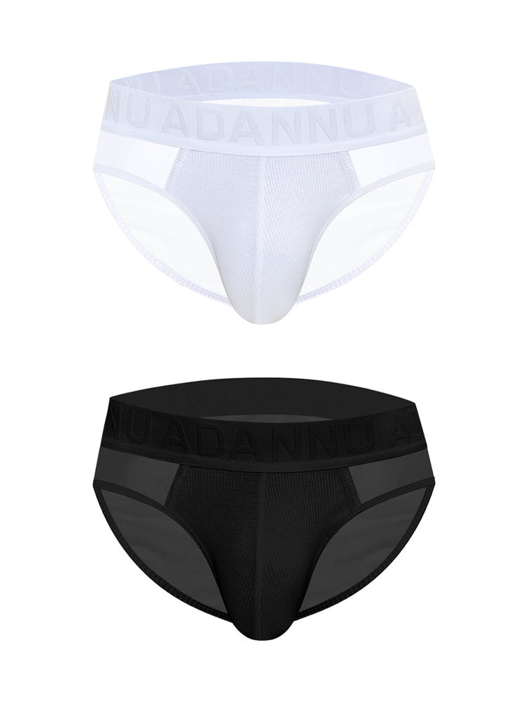 2-pack Men's Sexy Semi-transparent Ribbed Briefs | dmunderwear detail image 8