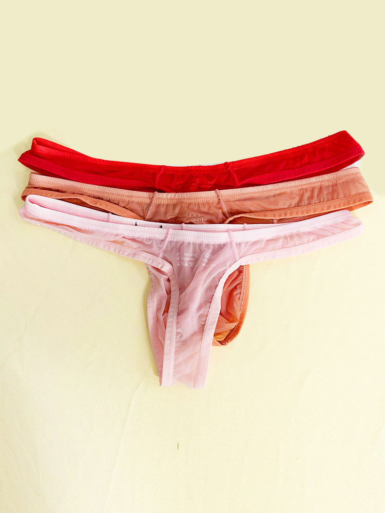 2 Pack Men's Sexy Semi-Transparent Thong | dmunderwear detail image 11