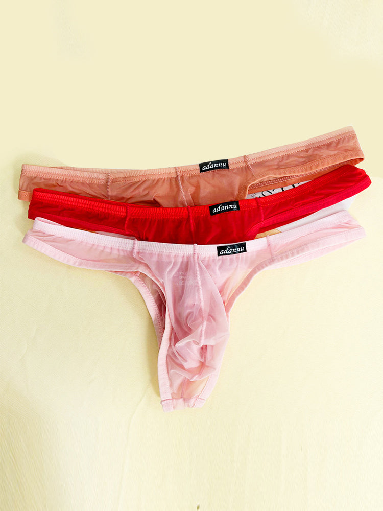 2 Pack Men's Sexy Semi-Transparent Thong | dmunderwear detail image 12