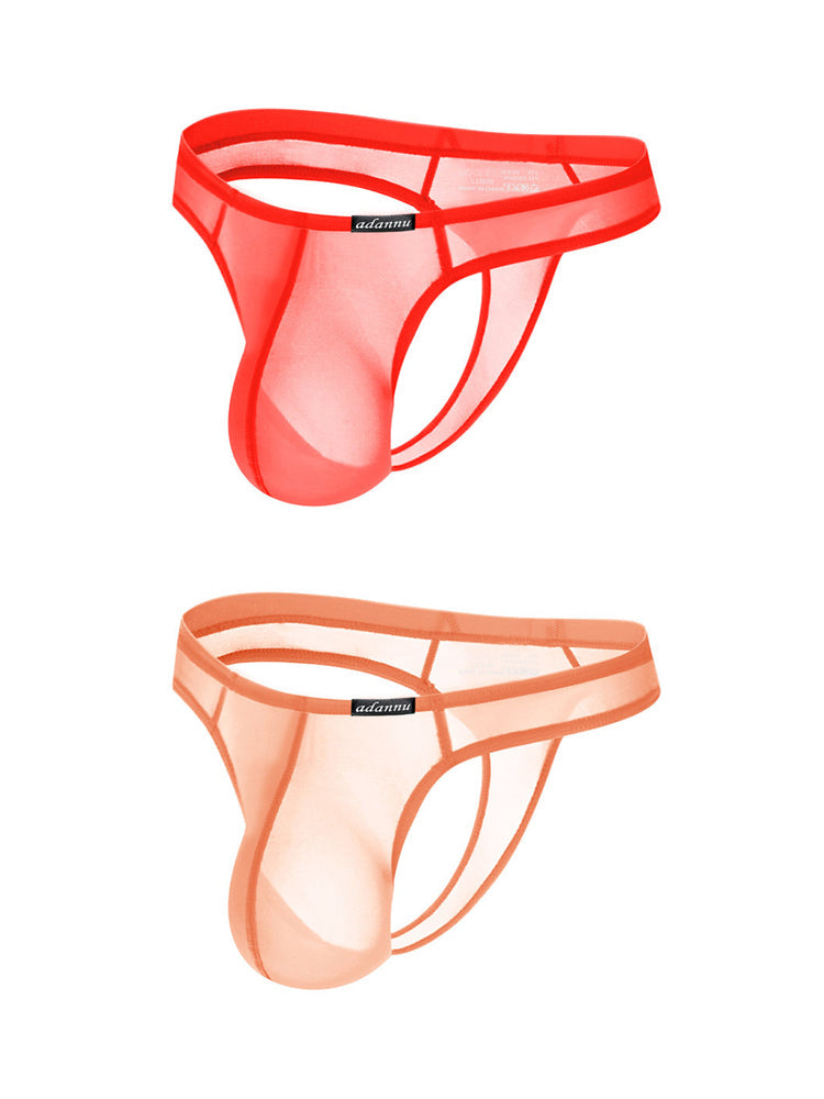 2 Pack Men's Sexy Semi-Transparent Thong | dmunderwear detail image 8