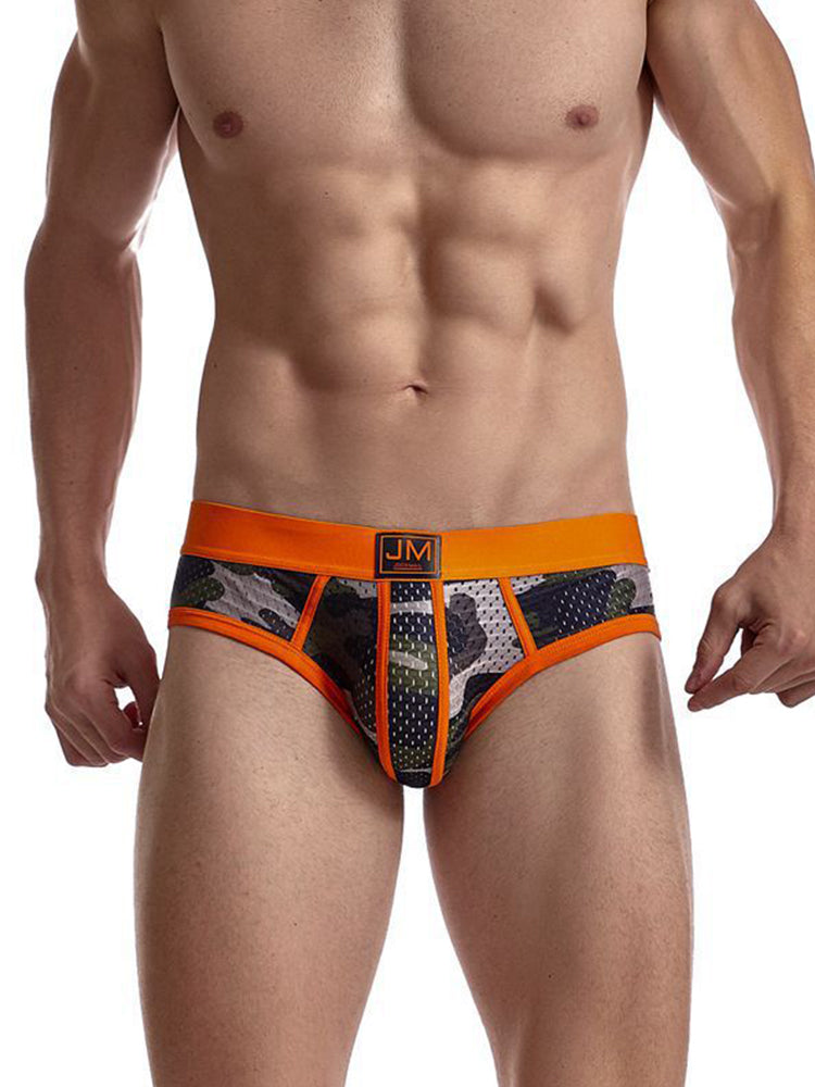 2 Pack Men's Sexy Sheer Camouflage Print Mesh Low-Rise Breathable & Quick-Dry Briefs | dmunderwear detail image 10