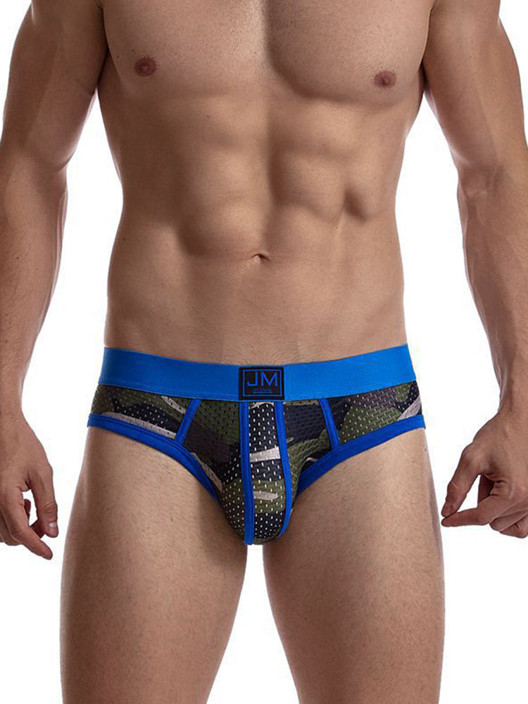 2 Pack Men's Sexy Sheer Camouflage Print Mesh Low-Rise Breathable & Quick-Dry Briefs | dmunderwear detail image 14